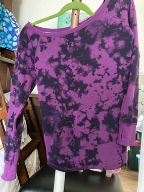 torrid Purple and Black Tie-Dye Pullover Sweatshirt